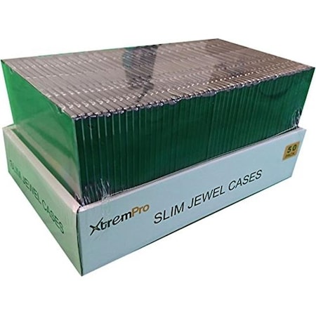 Xtrempro Xtrempro 11071 0.2 in. Slim CD DVD Jewel Storage Replacement Case; Clear with Black Bottom - Pack of 50 11071